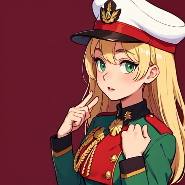 Marie , Blonde Hair , Green Eyes , BC Freedom Military uniform, hat ,