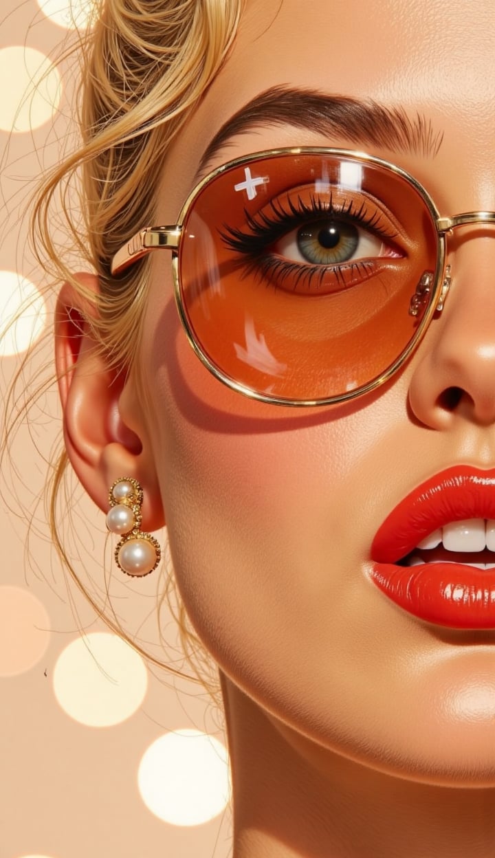 A meticulously illustrated composition exuding the charm of classic American vintage aesthetics. The sunglasses feature th...