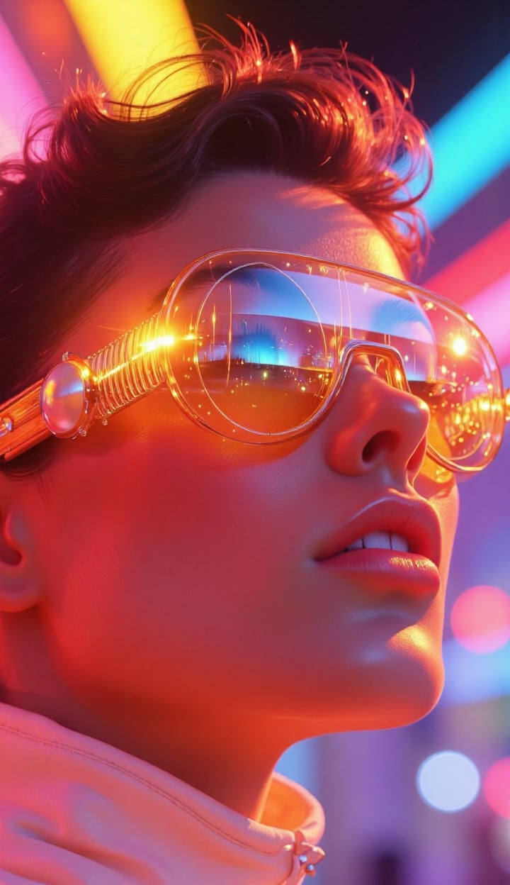 A stunningly detailed cyberpunk-inspired concept artwork,  merging retro aesthetics with futuristic luxury. The avant-gard...