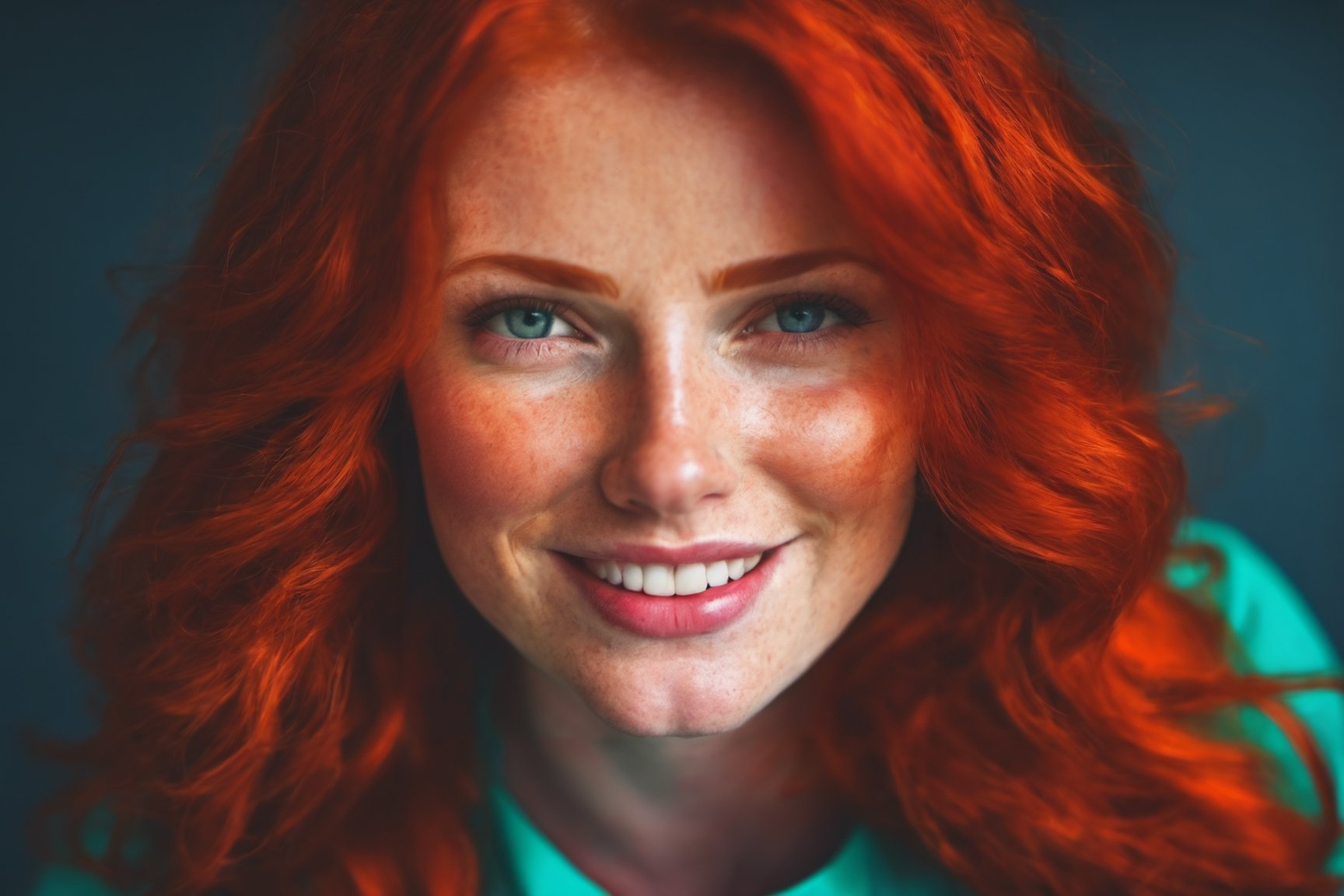 Photo of redhead nurse Dark light ,  bright colors ,  vibrant by user_616604231343952098 on Tensor.Art