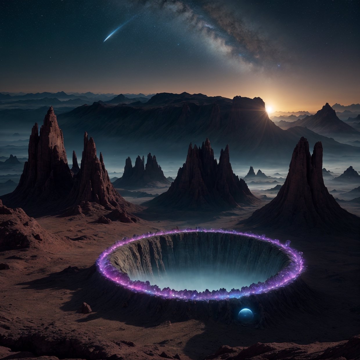 alien landscape,  unearthly colors,  dark and mysterious atmosphere by user dai231 on Tensor.Art