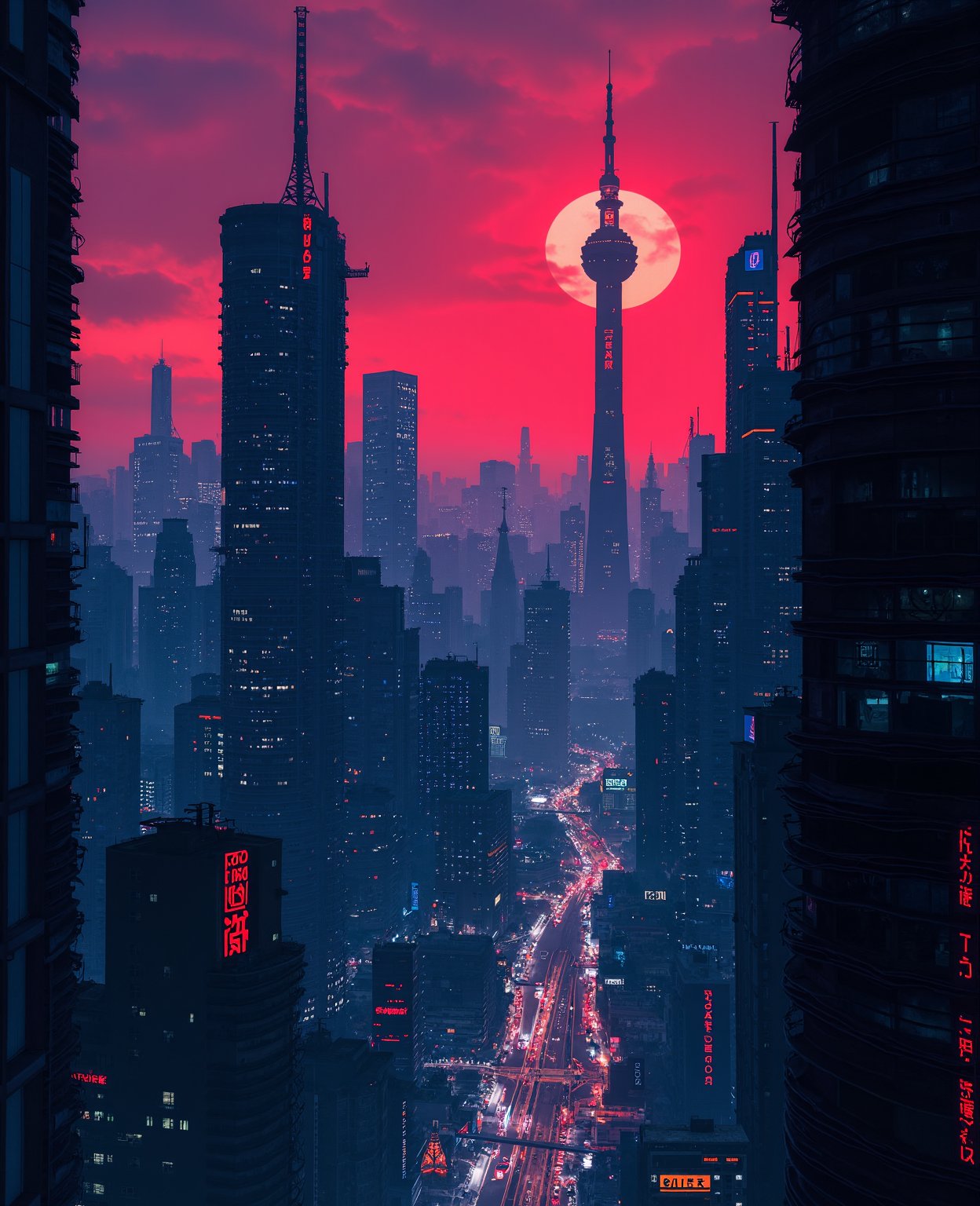 a close-up of a city with a large building and ((( the real Effeil tower in the background in the center))), inspired by Liam Wong, cyberpunk art style, lofi art, in the style of Laurie Greasley, neo tokyo background, inspired by Kilian Eng, by Kilian Eng, art deco outrun anime aesthestic, cyberpunk illustration, cyberpunk themed art, jen bartel, Art by Alena Aenami