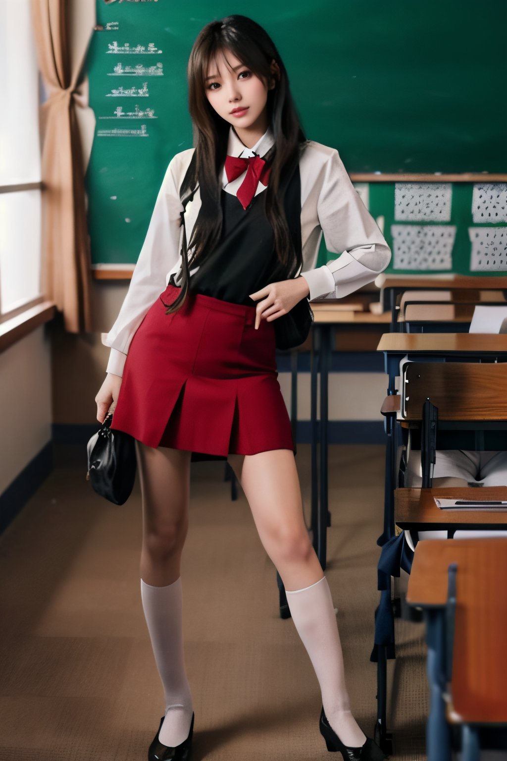 A little girl studying in the classroom