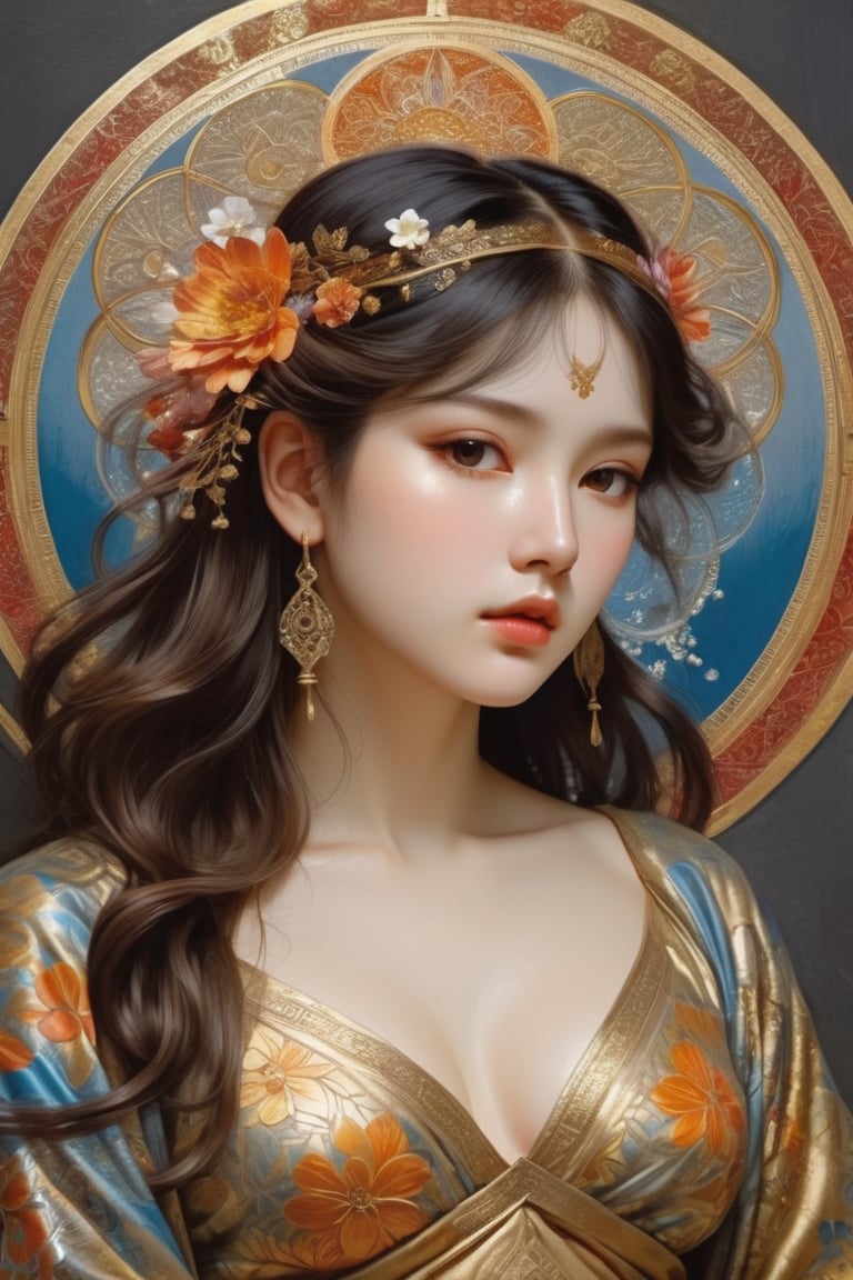 (1girl), (masterpiece, top quality, best quality, official art, beautiful and aesthetic:1.2), extreme detailed,colorful,highest detailed, official art, unity 8k wallpaper, ultra detailed, beautiful and aesthetic, beautiful, masterpiece, best quality, (zentangle, mandala, tangle, entangle) ,holy light,gold foil,gold leaf art,glitter drawing, PerfectNwsjMajicPerfectNwsjMajmagic, psychedelia art, flower, mandala, psychedelic, tapestries, ethereal
Negative Prompt ~ Carl Larsson ~ Titian ~ Raphael ~ Michael Angelo ~ Jean Auguste Dominique Ingres ~ Tony Taka ~ Frederic Leighton ~ Károly Lotz ~ Edward Poynter ~ Pierre-Auguste Renoir ~ Paul Peel ~ John Singer Sargent ~ Alexandre-Jacques Chantron ~ John William Godward ~ John William Waterhouse ~ Han-Wu Shen ~ Ishitaka Amano ~ Chakrapan Posayakrit ~ Kim Jung Gi ~ Kei Mieno ~ Ikushima Hiroshi ~  WLOP ~ William-Adolphe Bouguereau ~ Alphonse Mucha ~Luis Royo ~ David Hamilton photography ~ Range Murata ,on parchment,Expressiveh,lineart,concept art