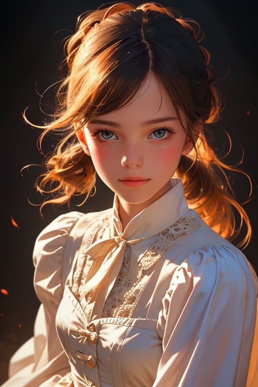 super detailed, Blunt bangs, pony tail, Raw photo, Insanely detailed and intricately realistic, Cinematic lighting, depth of fields,Realistic face,Visible skin pores,with an intricate,originality,imagination,stylish portrait photography art,cute victorian lolita fashion,skinny,beautiful girl,looking to viewer,from above the head,