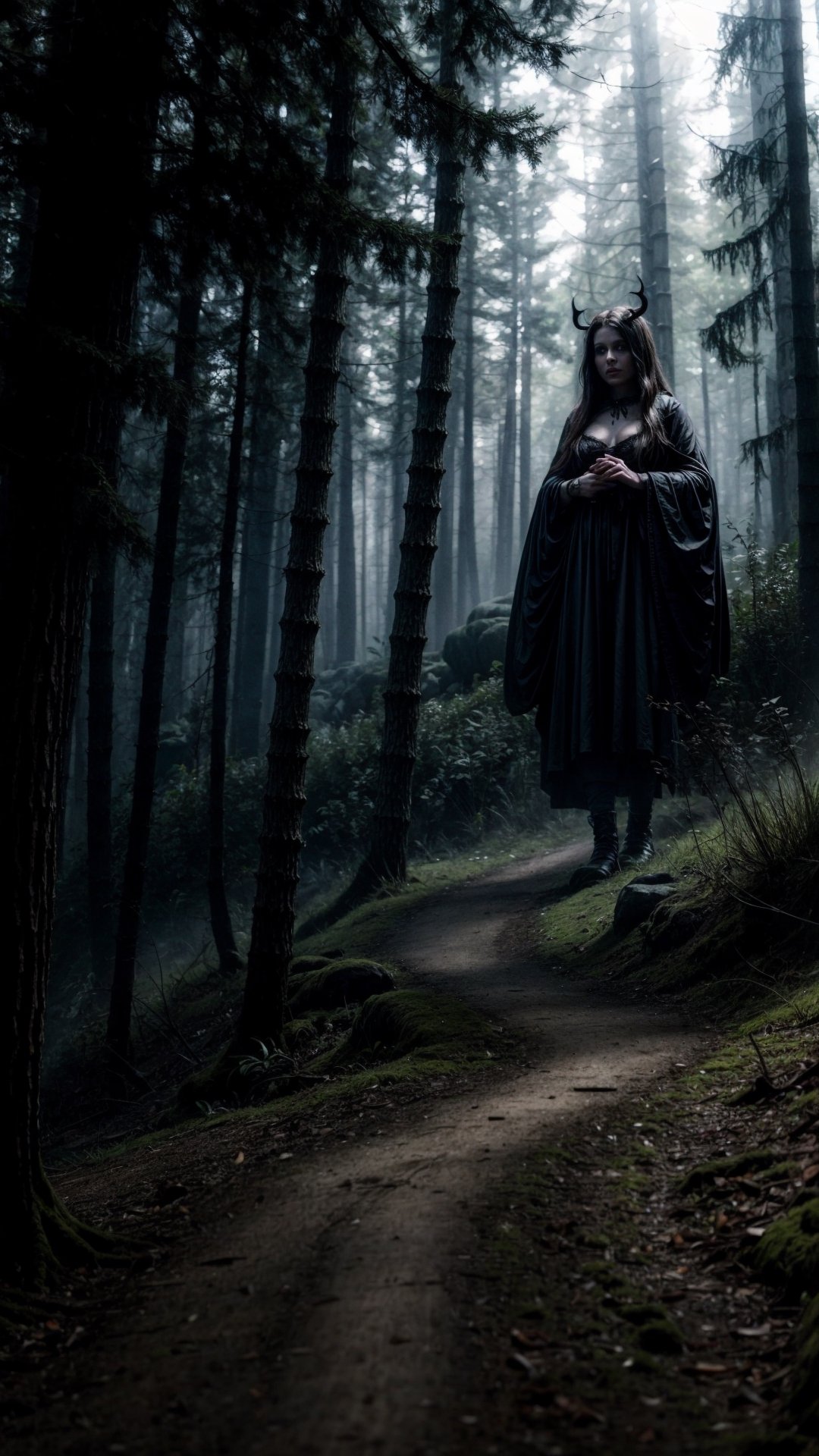 A mysterious witch,  surrounded by trees with faces,  beckons you into a mystical forest. Hidden creatures peer from the s...