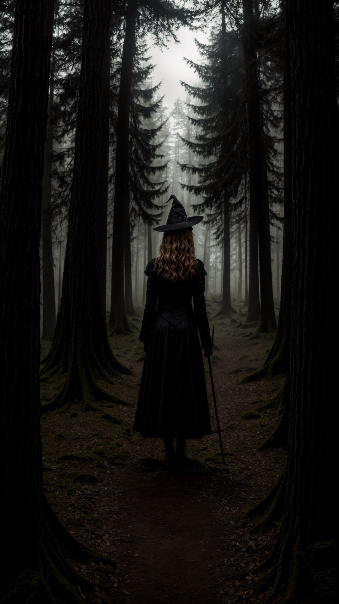 A mysterious witch,  surrounded by trees with faces,  beckons you into a mystical forest. Hidden creatures peer from the s...