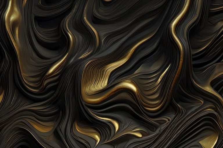 (((liquid particle_gold and black glitter))) dust granular texture, sharp, full scaled image, clean, glowing gold throught, perfection, and edgy image with 4k resolution, ripples, zig-zag curves, metallic reflections, (((turbulent waves))), (((thin multiple))), (((curve waves))), noisy and random, blender, Unreal engine