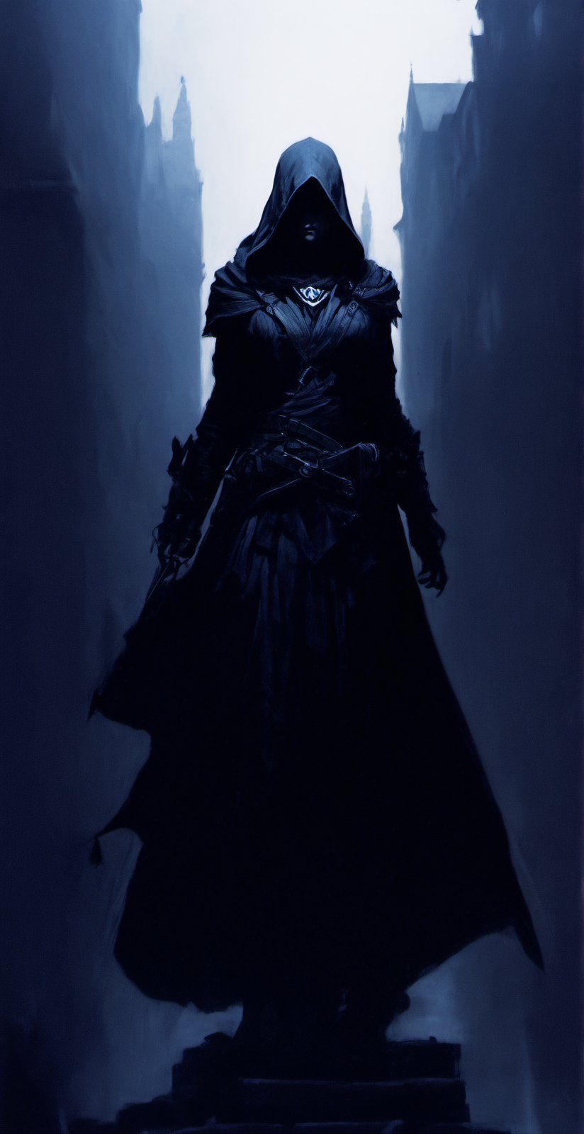 Assassins creed, female assassins, dark city, standing on rooftops,scary,dark,dark aura,smooth style,sharp style