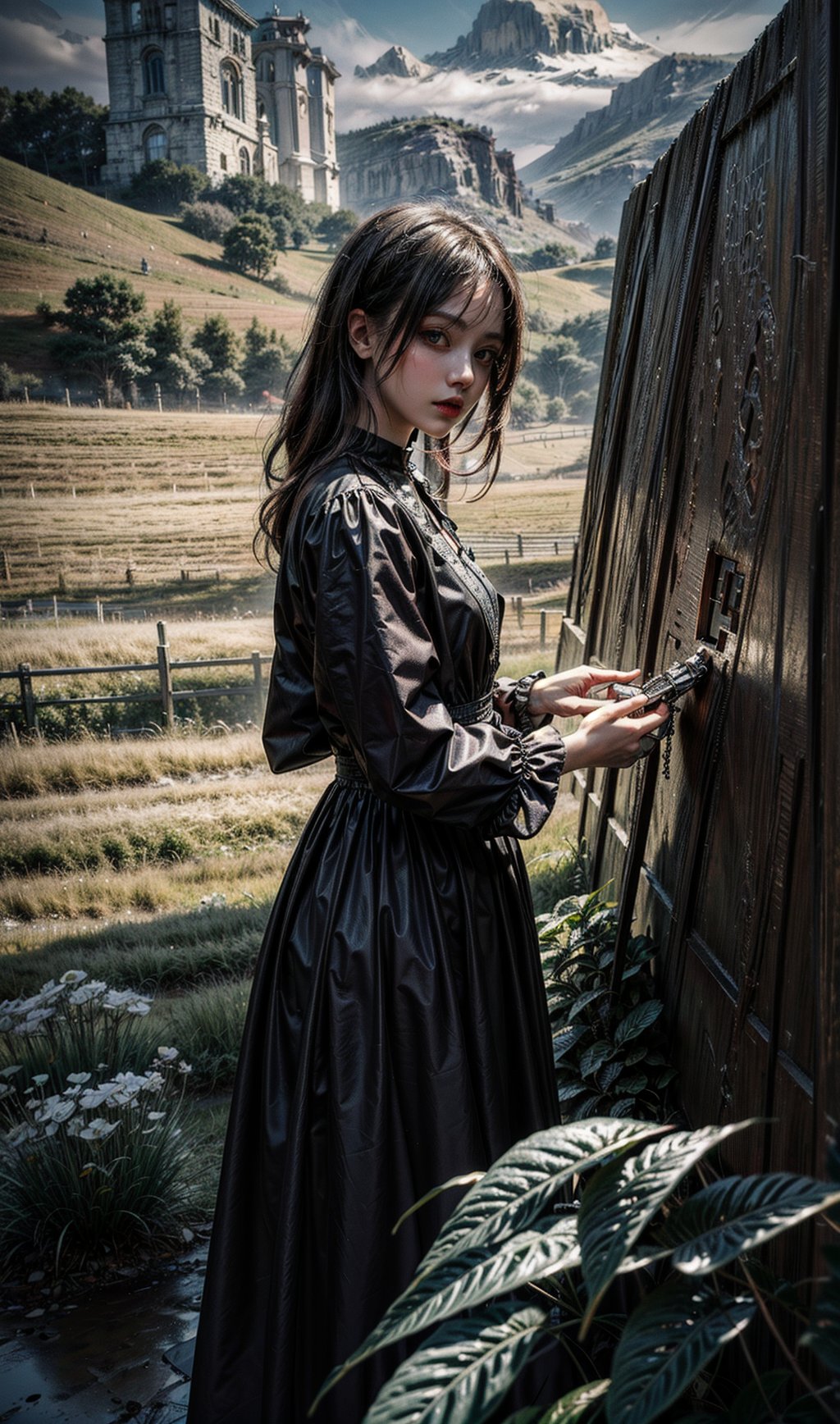 (masterpiece, best quality), intricate details,(masterpiece, top quality, best quality, official art, beautiful and aesthetic)16K, HD, mastepiece, detailed background


A goth farmer girl