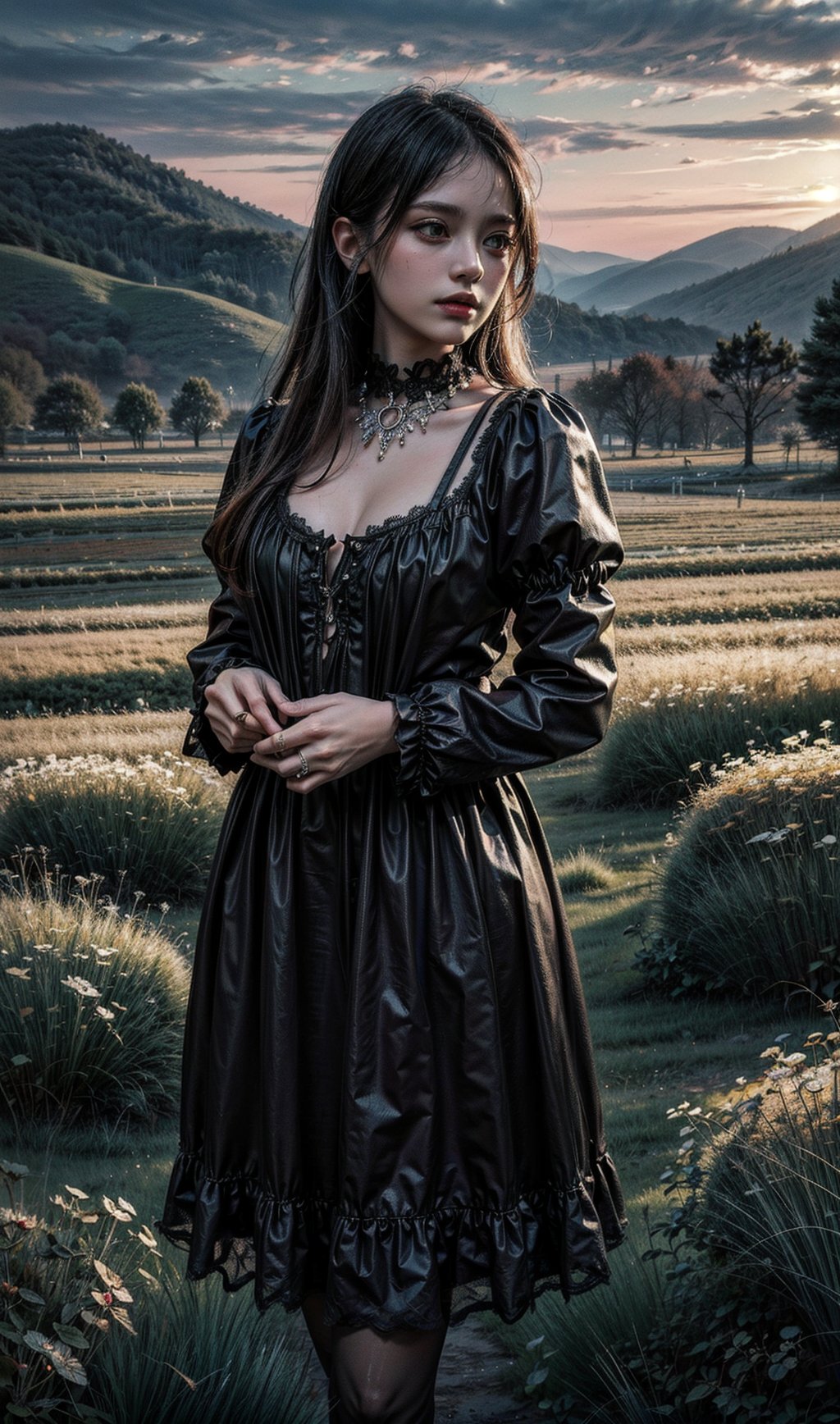 (masterpiece, best quality), intricate details,(masterpiece, top quality, best quality, official art, beautiful and aesthetic)16K, HD, mastepiece, detailed background


A goth farmer girl