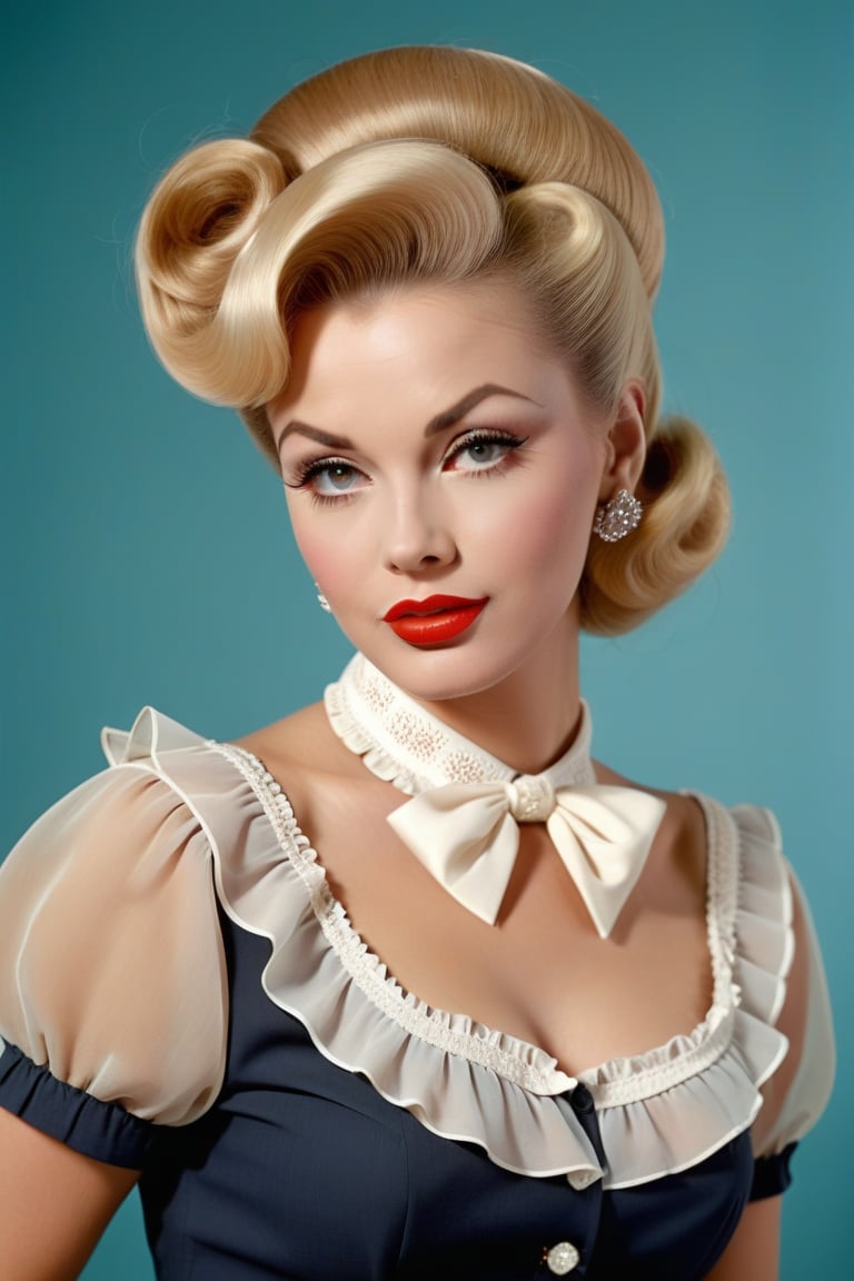 a pin up girl in 1960s fashion,  detailed face,  long eyelashes by Takatsu on Tensor.Art