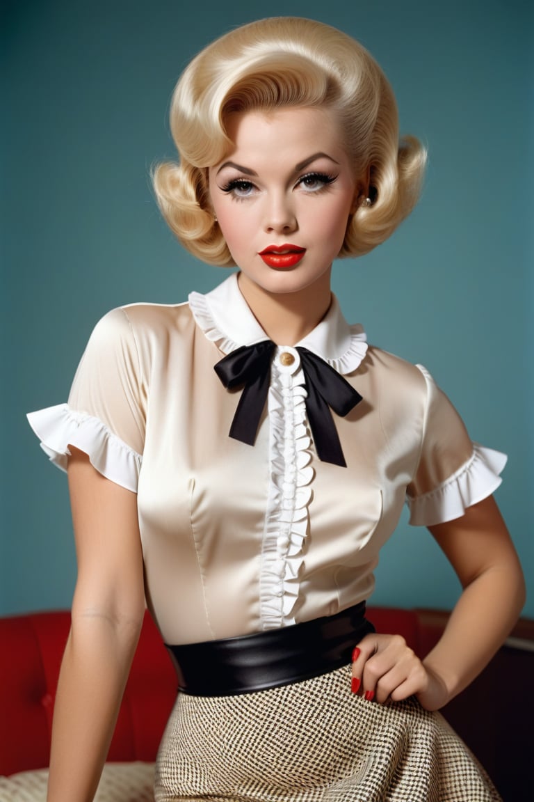 a pin up girl in 1960s fashion,  detailed face,  long eyelashes by Takatsu on Tensor.Art