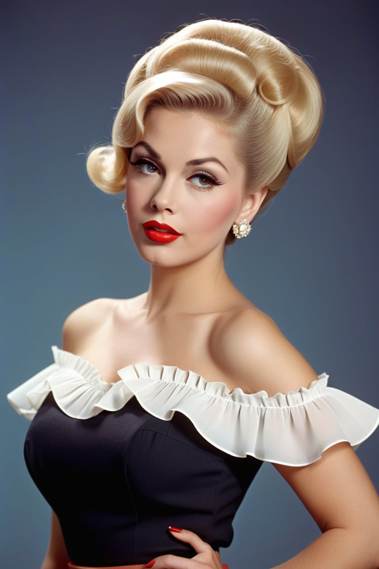 a pin up girl in 1960s fashion,  detailed face,  long eyelashes by Takatsu on Tensor.Art