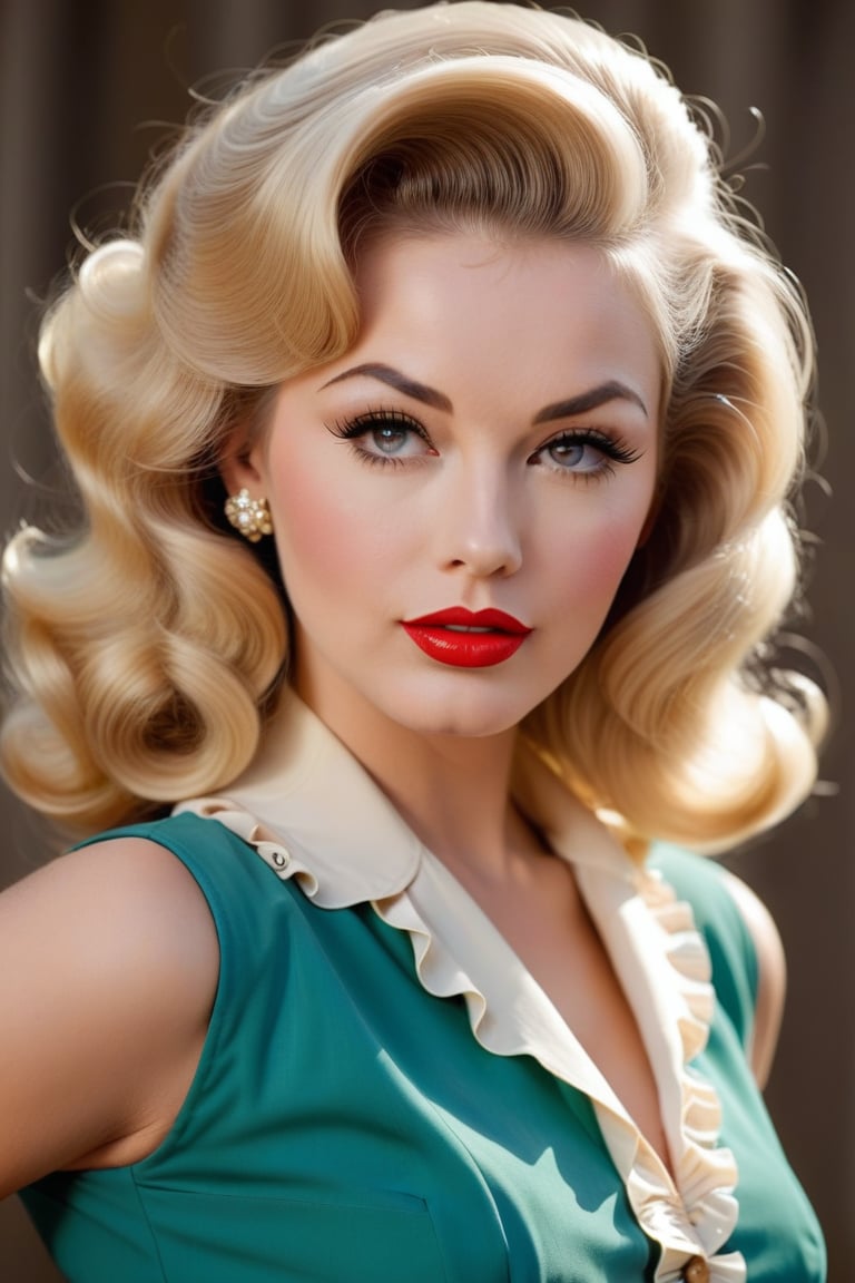 a pin up girl in 1960s fashion,  detailed face,  long eyelashes by Takatsu on Tensor.Art