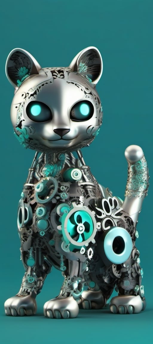 ChibiStyle,  hybrid cat and panda,  made of intricated gears by TokyoBeauty on Tensor.Art