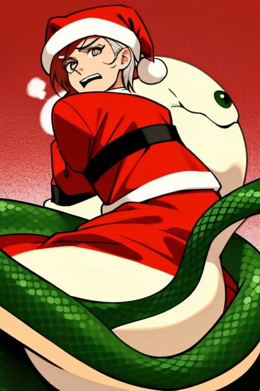 Santa scared of (snake), detailed snake,,<lora:659111690174031528:1.0>