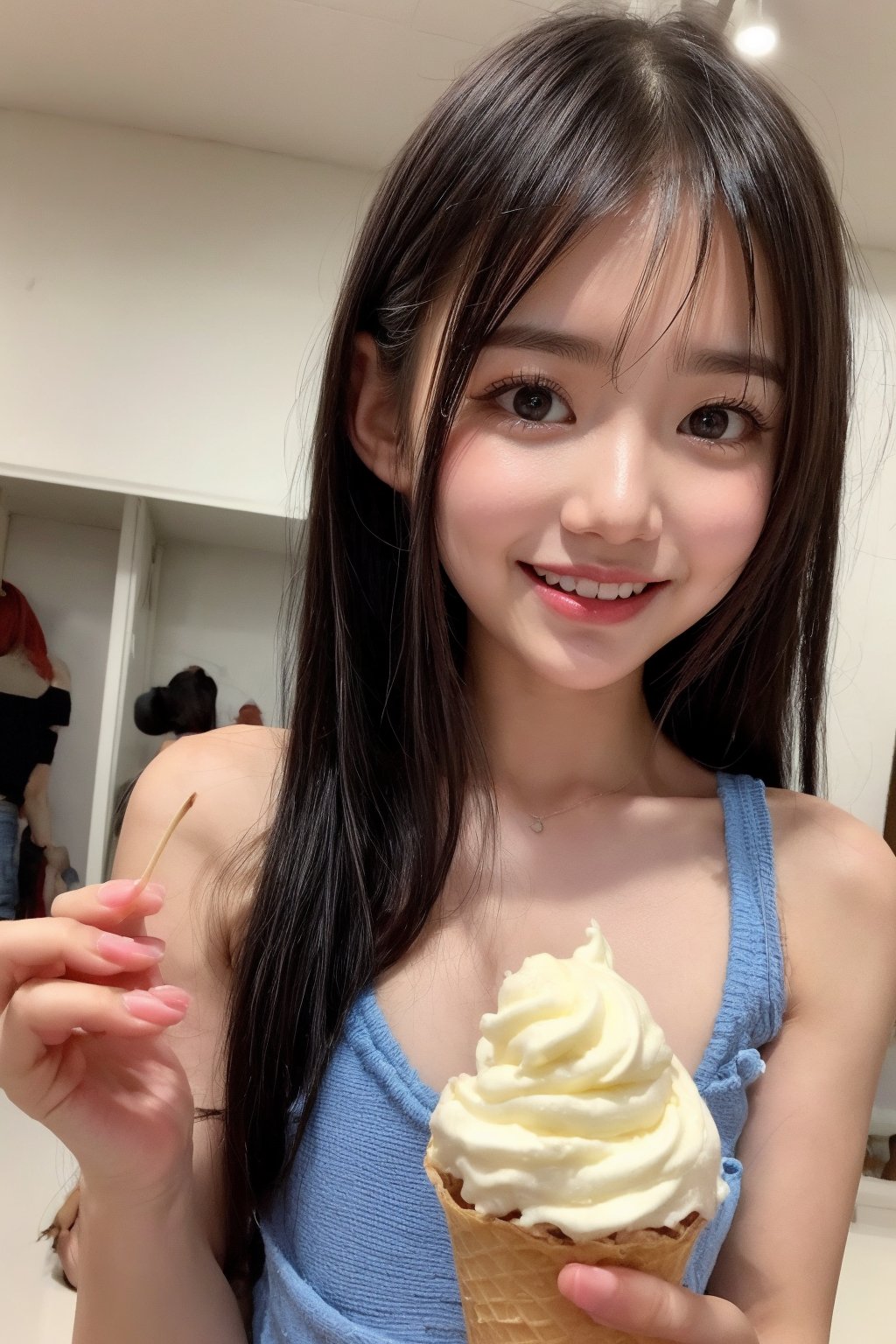 A close-up shot of a joyful girl,  age 8-10,  with a big smile on her face by user_617258676985691651 on Tensor.Art