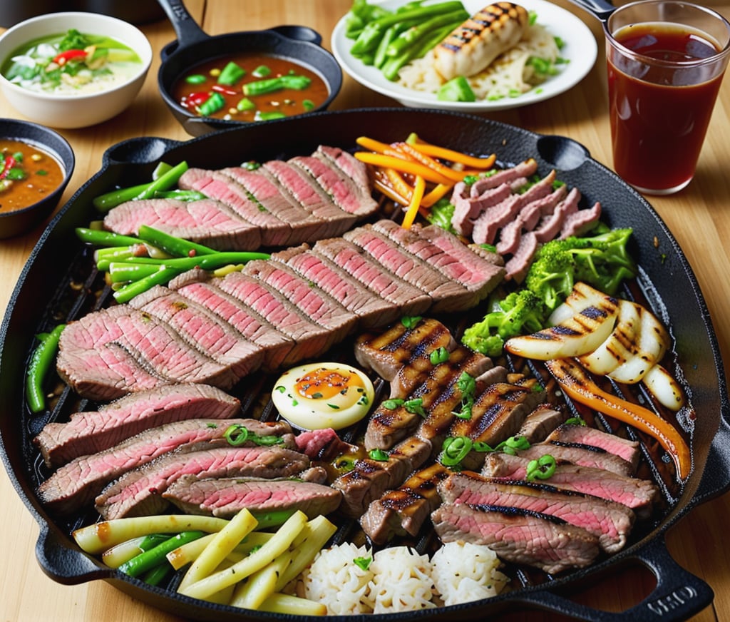 grilled beef, korean bbq, sizzling