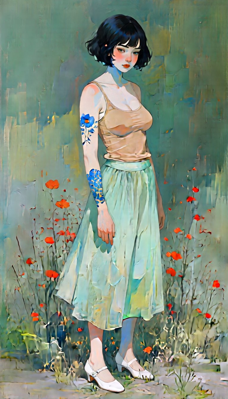 (Impressionism Divisionism,  Impressionism Optical Mixture: 1.49). An abstract illustration with vibrant colors and a mini...