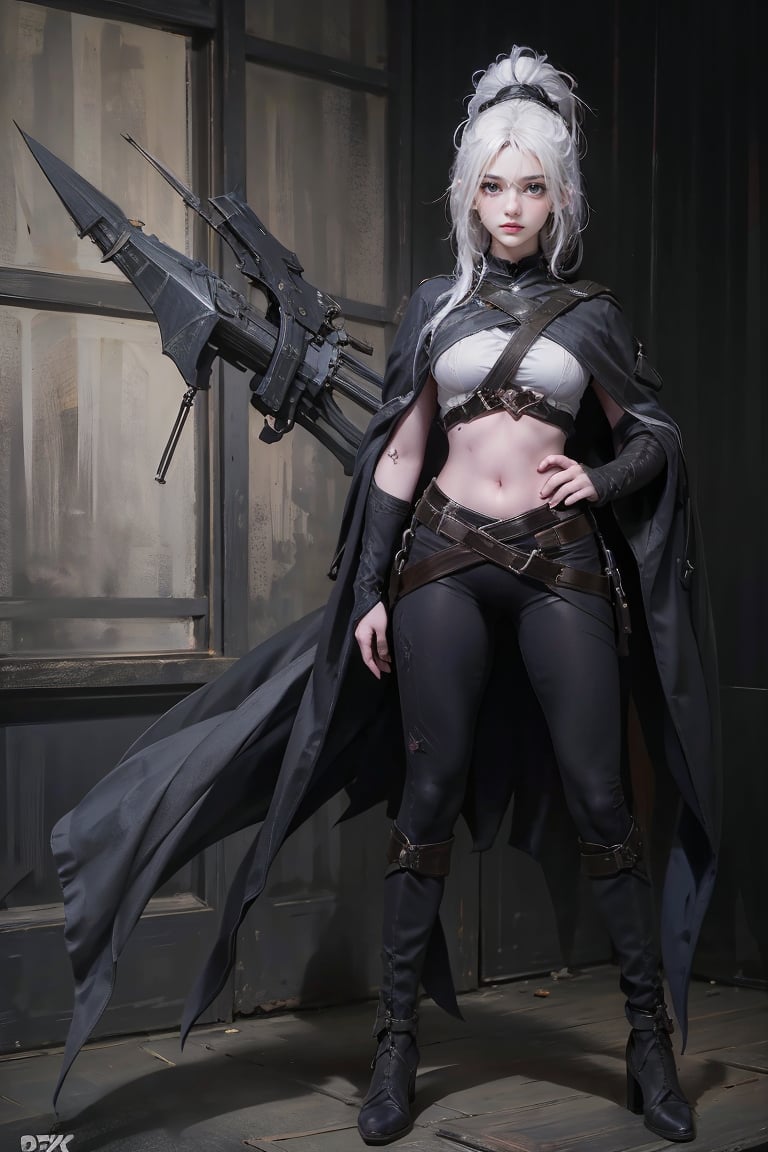 female, ((masterpiece, best quality, ultra detailed, absurdres), girl), (beauty girl), (ultra-high picture quality) ,(ultra realistic,32k, masterpiece:1.2),(high detailed skin:1.1),( high quality:1.1), A cute girl with white hair,  bow , from below,chung, full body, attack