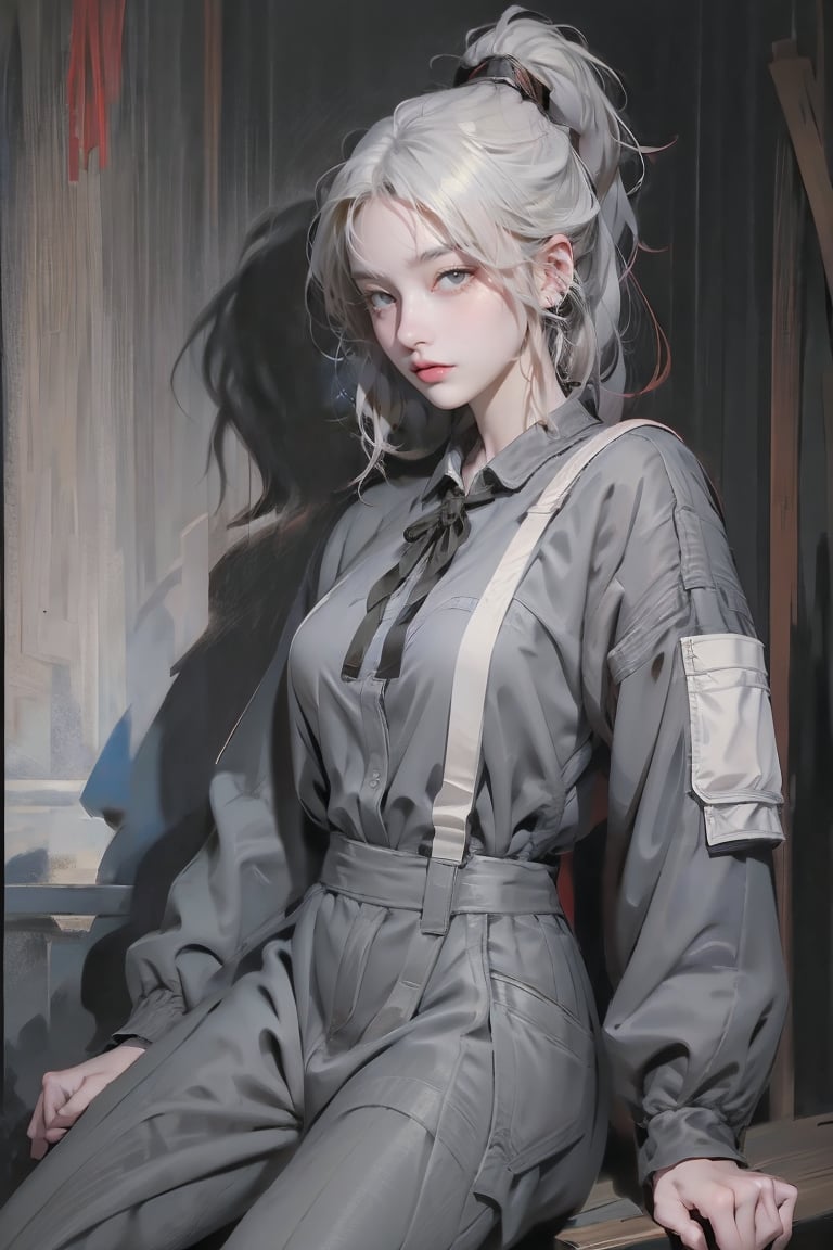 female, ((masterpiece, best quality, ultra detailed, absurdres), girl), (beauty girl), (ultra-high picture quality) ,(ultra realistic,32k, masterpiece:1.2),(high detailed skin:1.1),( high quality:1.1), A cute girl with white hair,  bow , from below