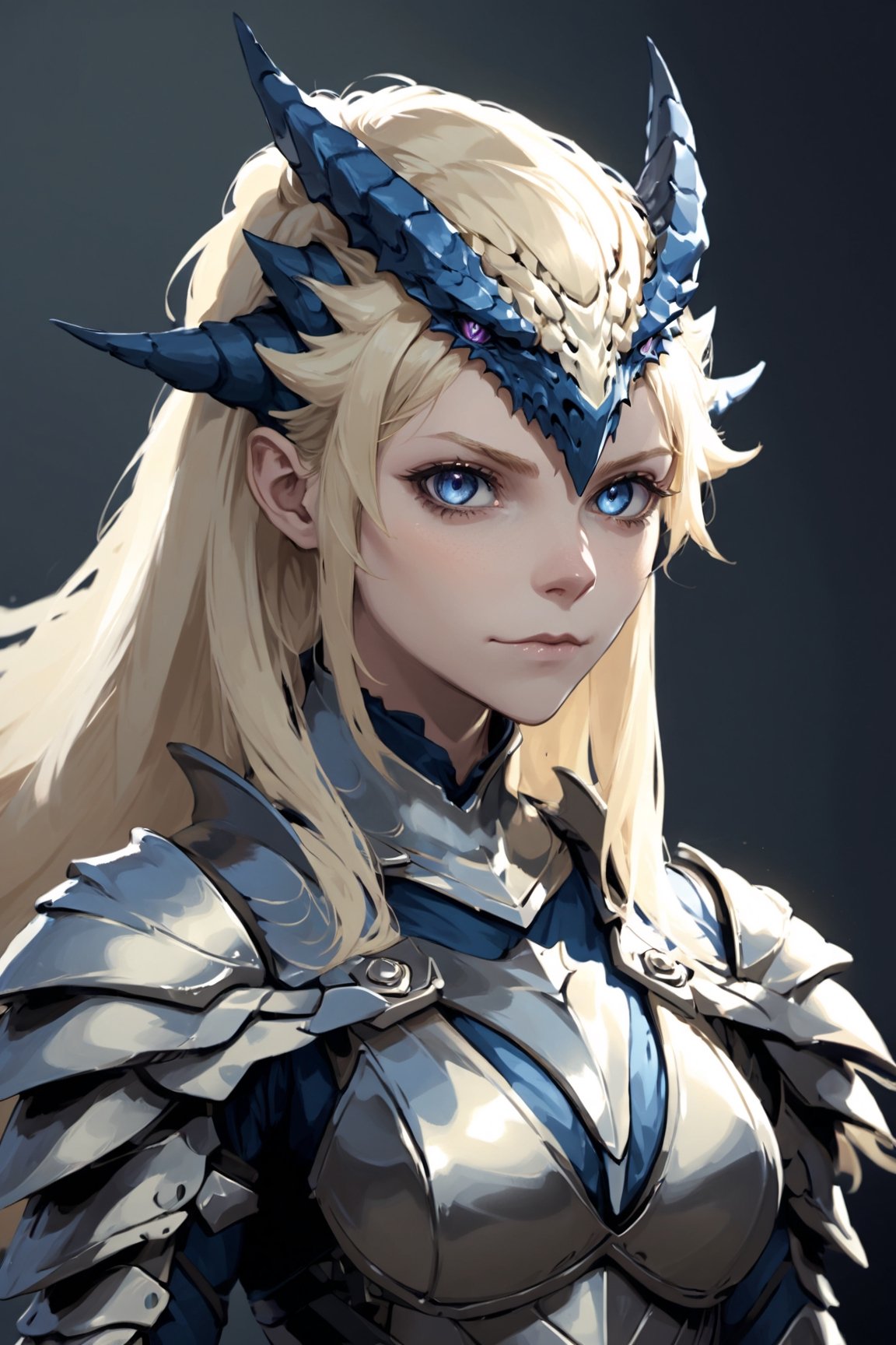 ,portrait off woman,medivel, blonde, anime, ,,dragonarmor,darkart,uwudemon