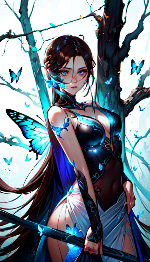 8k portrait of beautiful cyborg with brown hair, intricate, elegant, highly detailed, majestic, digital photography, art by artgerm and ruan jia and greg rutkowski surreal painting gold butterfly filigree, broken glass, (masterpiece, sidelighting, finely detailed beautiful eyes: 1.2), hdr, 