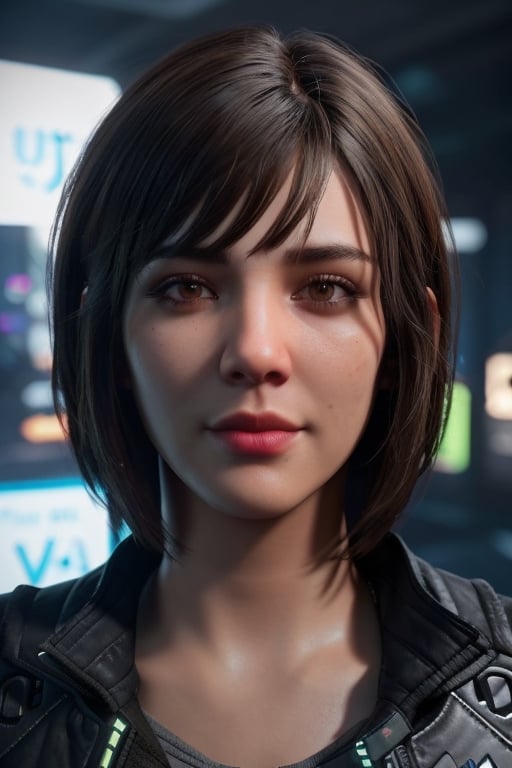 1girl,  wearing cyberpunk jacket,  metahuman,  afternoon at park,  3d,  realtime render,  unreal engine render,  unreal engine 5,  ultra texture,  unreal engine 5,  ray tracing,  nvidia vxao ambient occlusion,  ray tracing,  photorealistic texture,  nvidia hairworks,  hair strands, korean face, bangs, straight long hair