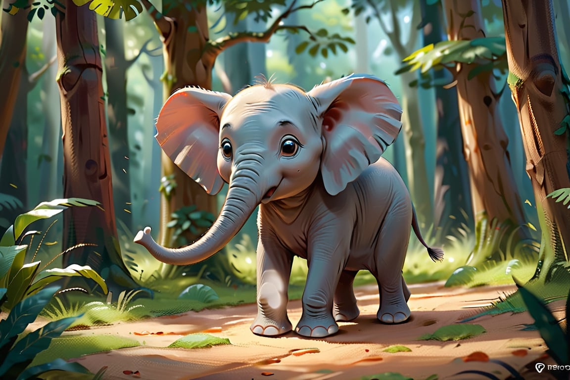 8K,Best quality, masterpiece, ultra-high res, (photorealistic:1.4), Masterpiece, Concept Art,, singleL one baby elephant 