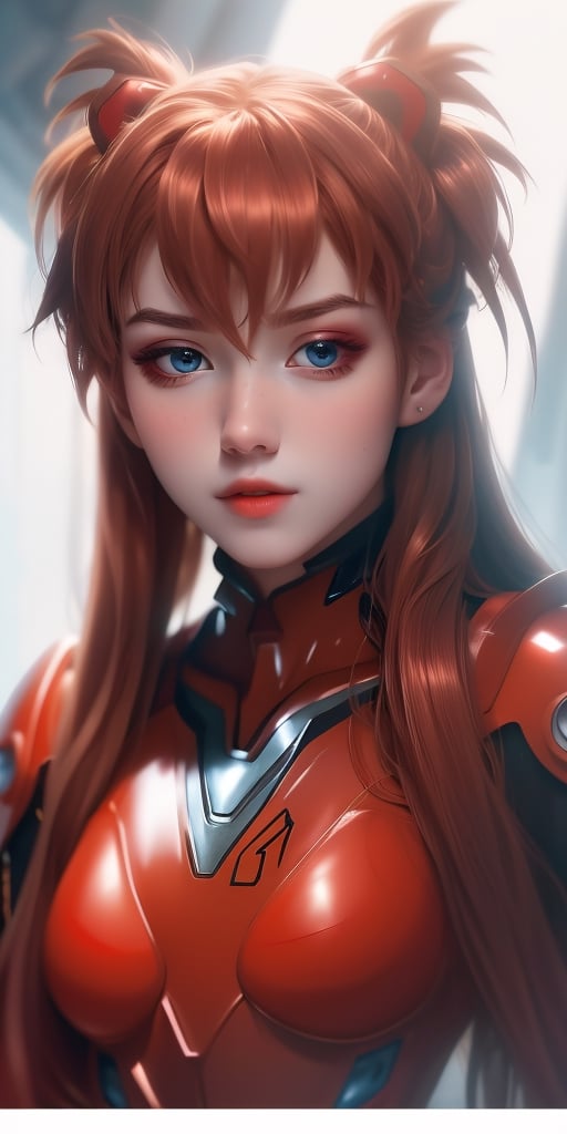 4K, 8K, (Masterpiece, best quality:1.2), blue eyes, perfect face, cosplay, professional photo, photo, photorealism, ((red armor)), modelshoot style, portrait of shirogane, red plugsuit, feminine, (girl),  ((cyberpunk landscape)), (narrow waist), upper body, face shot, very small breats, sexy look,photorealistic,realism, masterpiece, realistic face, realistic skin,realistic arms, realistic body, (bust shot photo of shirogane, shirogane asuka langley, shirogane asuka langley cosplay