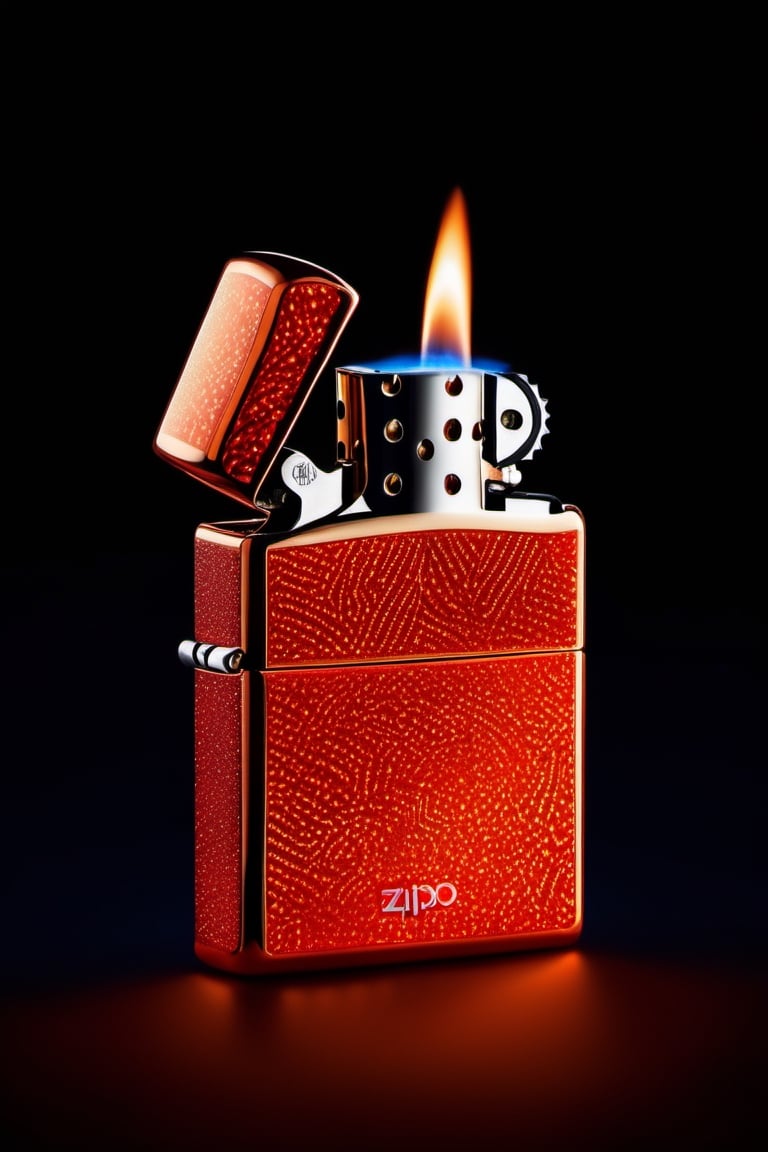 Envision a Zippo lighter infused with nanotechnology, featuring nano-sized light-emitting particles. Picture it emitting a soft, mesmerizing glow, showcasing the cutting-edge illumination technology. Experiment with abstract nano-patterns and futuristic textures.,Movie Still