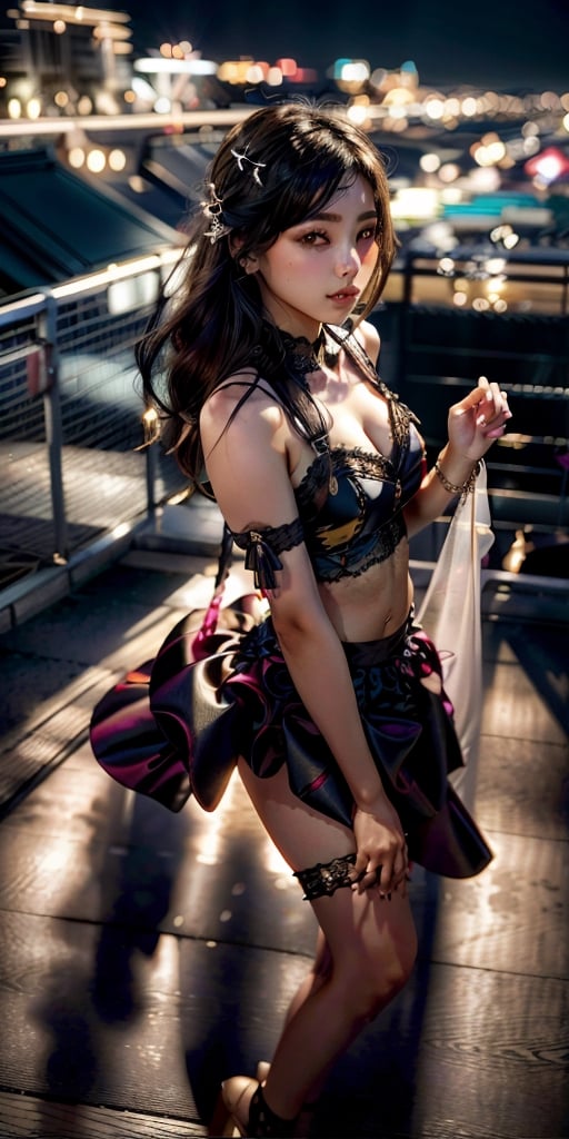 (((3 racequeen with a sexy costume in the F1 Suzuka circuit ))),(glamour:1.3) photo of a beautiful seducing woman\(girlfriend\) in her teens, perfect hands, perfect fingers, (blush:0.8), (goosebumps:0.5), realistic dull_skin, (wrinkles:0.8), feminine_bodyfigure, (absolute_cleavage:0.8), BREAK wearing Lace-trimmed peasant blouse with a tassel-tie neckline and elastic cuffs, BREAK photorealistic, (upper_body frame), hourglass body shape, (dynamic_pose), city night sky, natural_lighting, shot from above, staring_at_viewer, 50mm lens, rule_of_thirds, Fujicolor_Pro_Film, more detail 