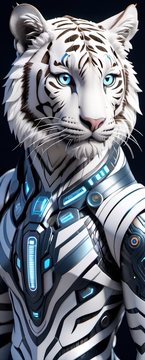 (full body) intricate coloring,  futuristic mascot of a white tiger humanoid alien,  body_marking by Daiba on Tensor.Art