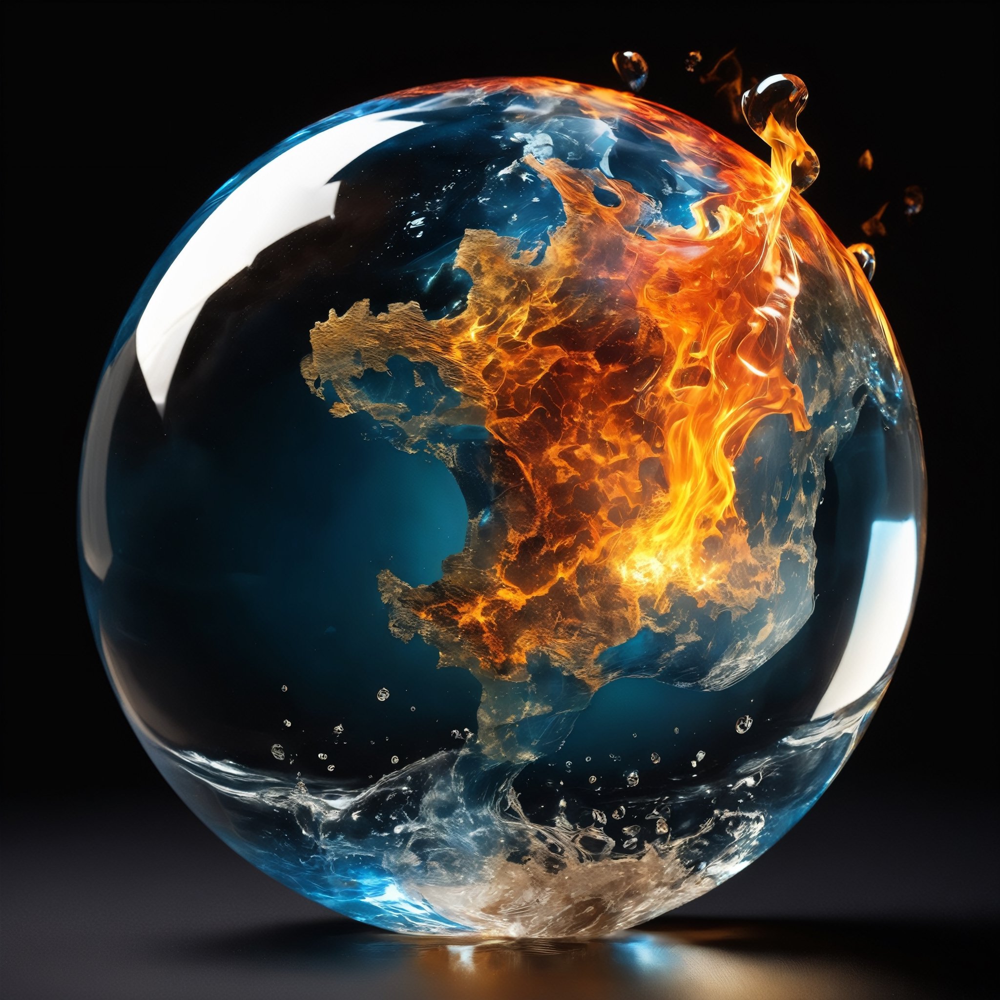 A beautiful translucent orb of fire,  water,  earth and air by La Leche on Tensor.Art