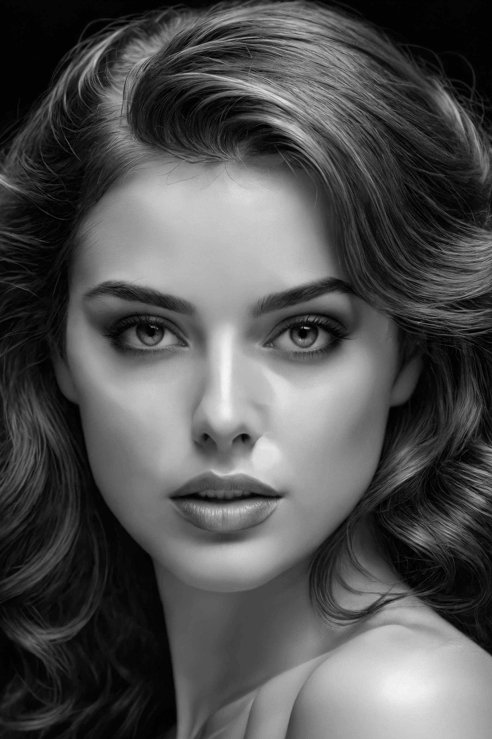 beautiful female face,  great beauty,  in black and white by La Leche on Tensor.Art