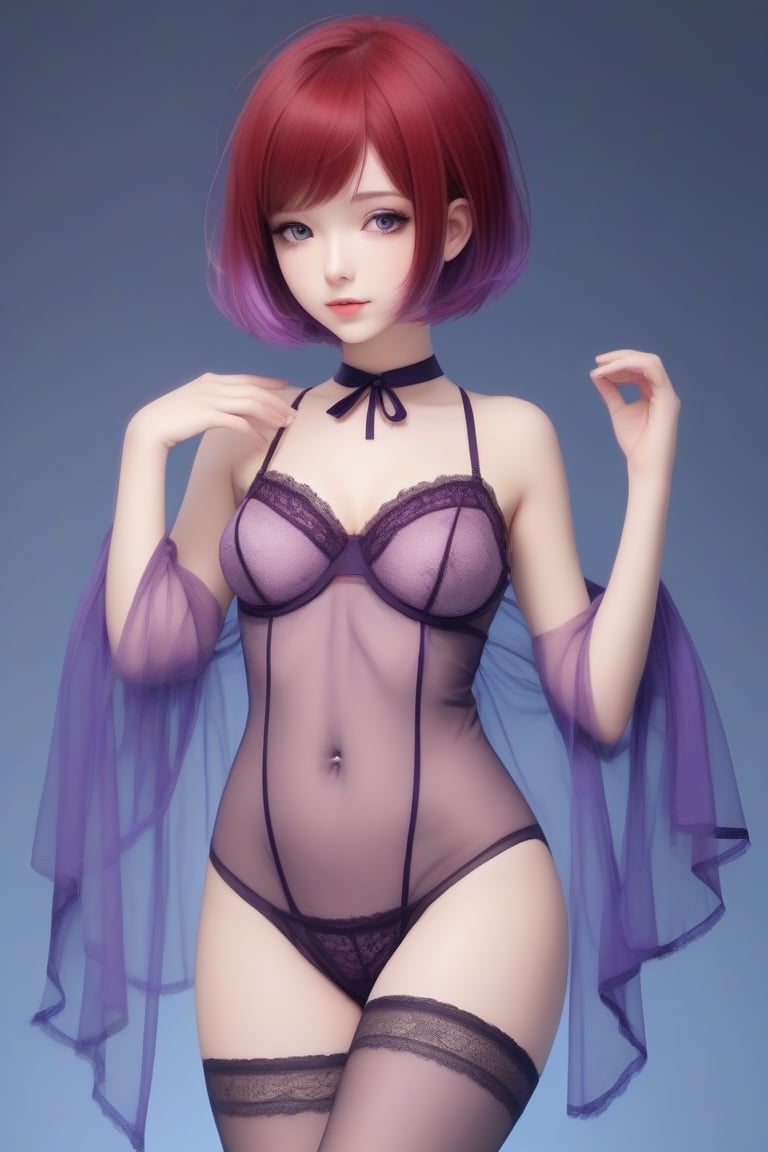 short hair,  red hair,  lingerie by lartista on Tensor.Art
