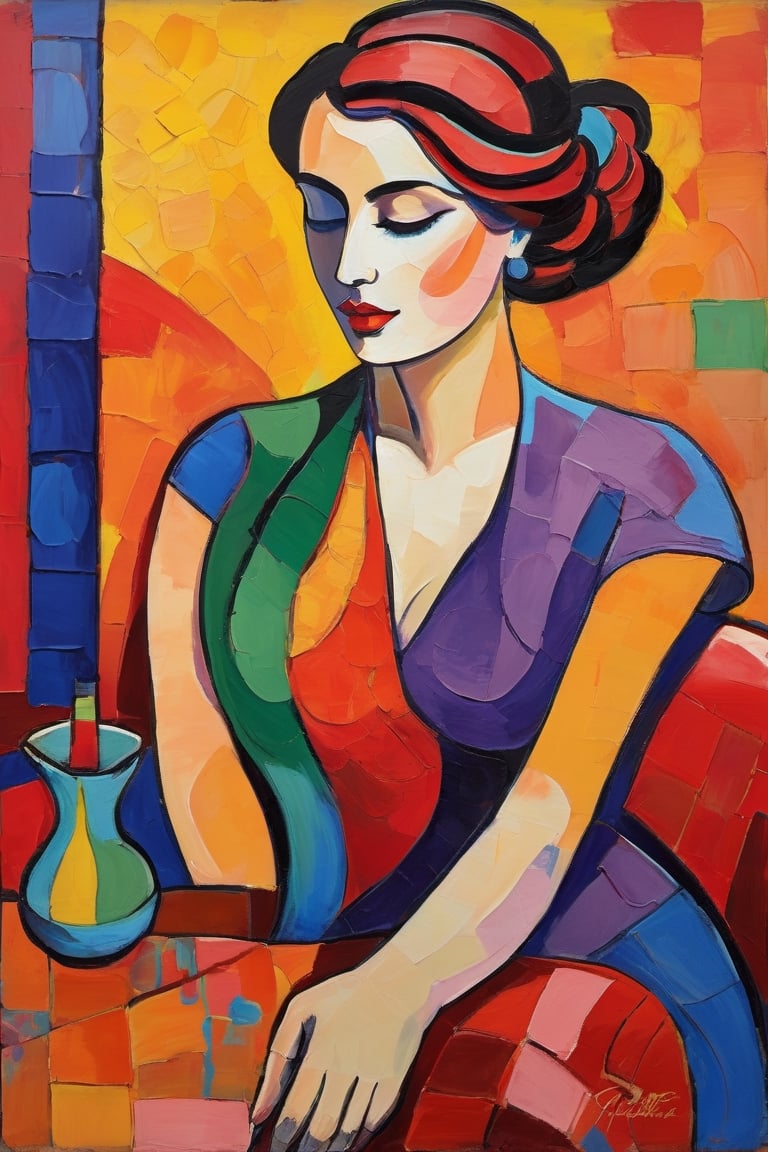Fauvism Art,  a woman,  painterly by lartista on Tensor.Art