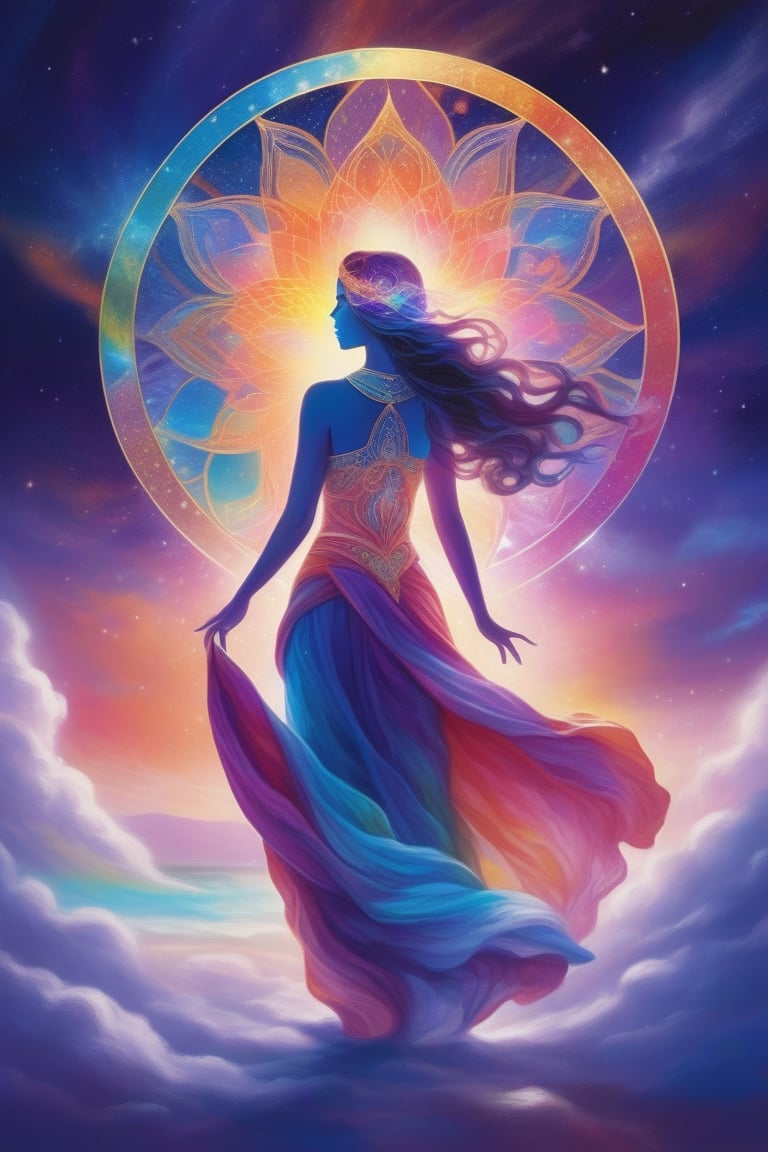 Astral Aura, a woman, astral, colorful aura, vibrant energy