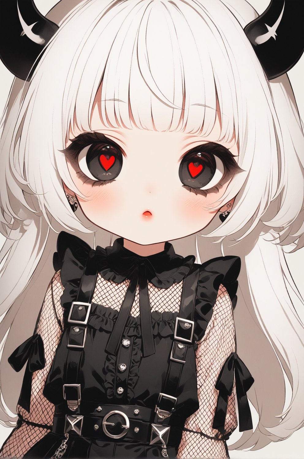 Close Portrait, Shoujo manga style,1girl,ultra cute, Harajuku Style grunge fashion with kawaii and Lolita themes, albino demon girl,(pure white 
long hair),(black sclera;1.2),luxury mesh fishnet blouse,dal-1,ct-niji2,black hands, pants jeans (high pixel detail quality, sharp quality) 
(excellent sharp edges)
(Magnificent sharpness highest level detailed quality), (extremely detailed 8K effects detailed ) (extremely detailed_detail) 
(highest level detailed quality)!(excellent quality detailed:1.5)! 
(out of focus details:1)
 (masterpiece:1.3), (best quality:1.3), (ultra high resolution:0.9) (hd +:0.8 ) (high definition image :1.5)  (auto adjust detail_details:0.8) 