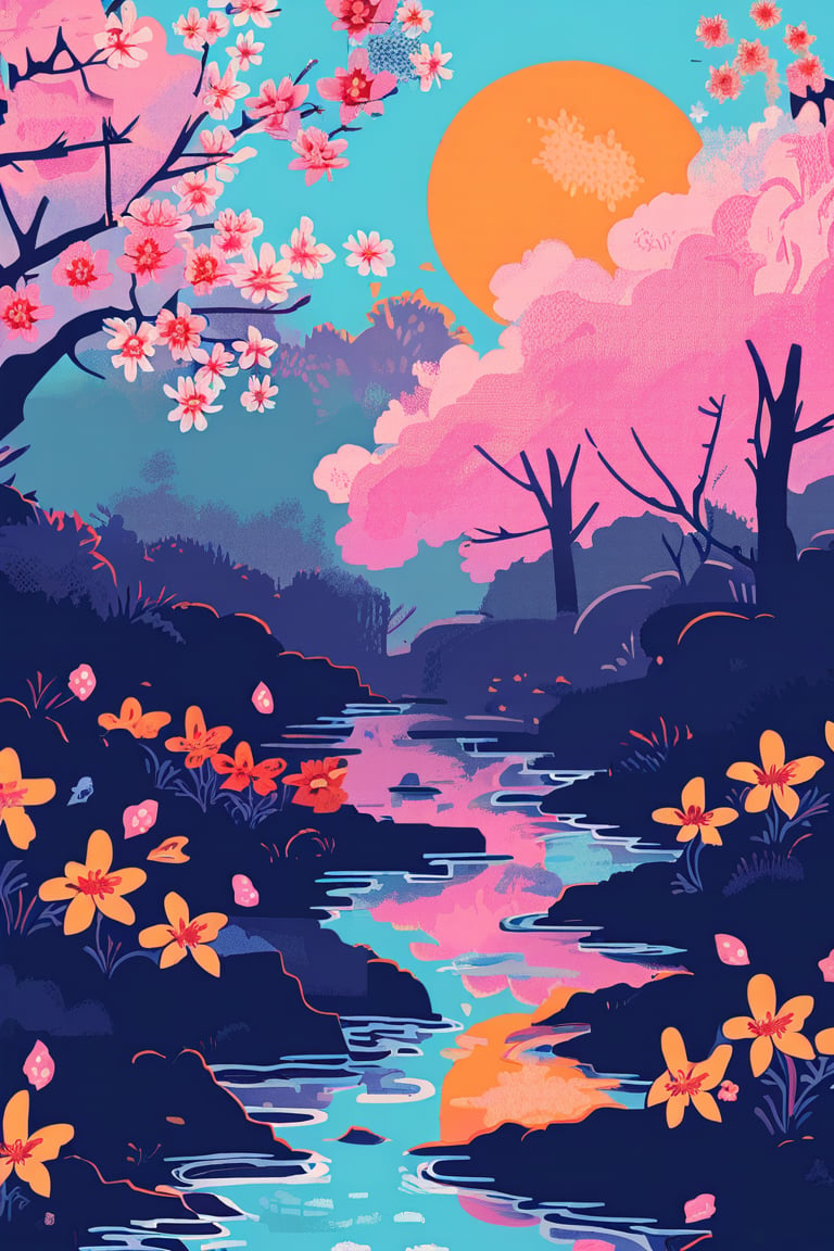 2D flat style,neon signs, anime-style score_9, score_8_up, score_7_up,spring, puddles, spring flowers, bright sun, rays of the sun, Japanese landscape, beautiful composition.To quality,ugly,deformed
super high quality,sharp,perfect contrast 