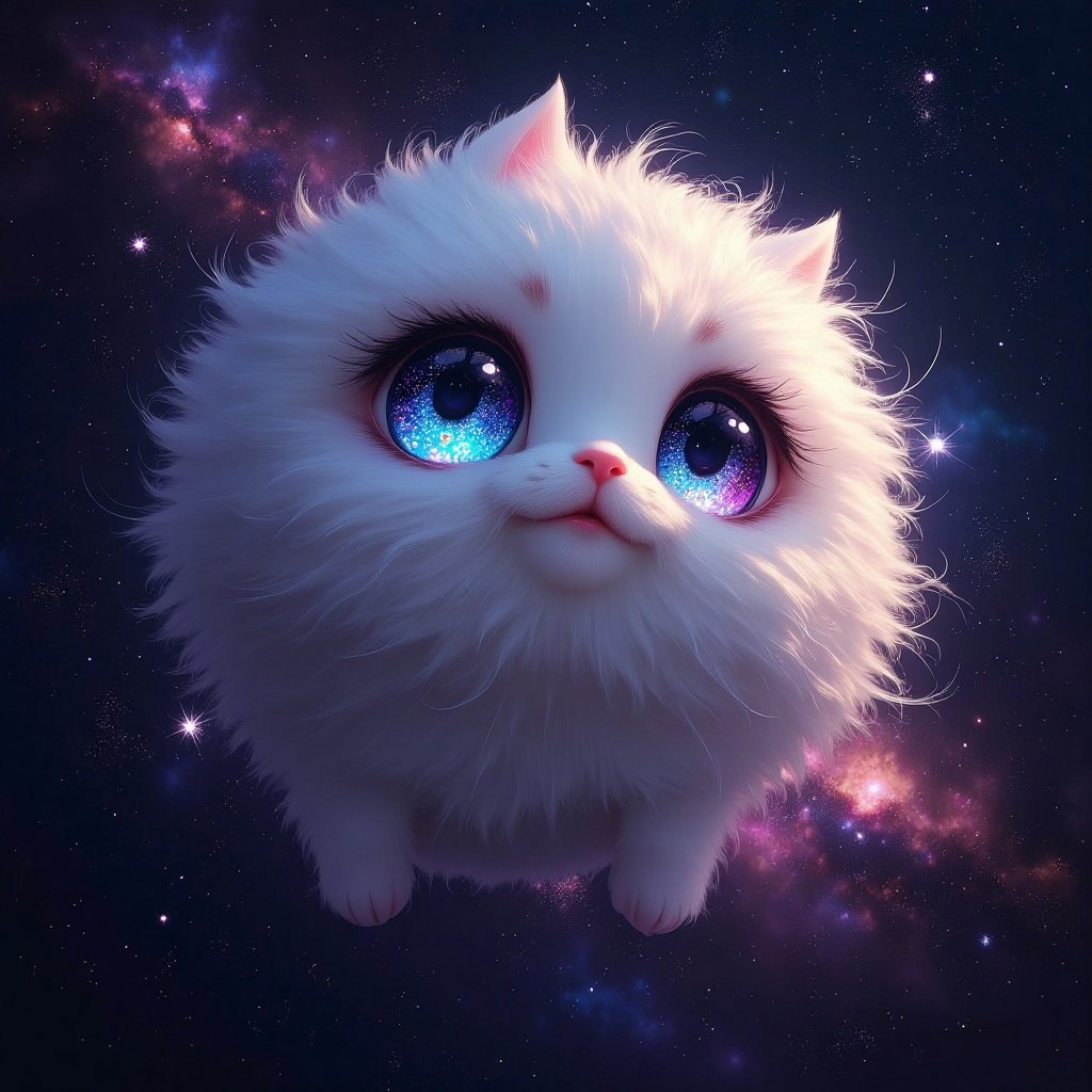 Cosmic fluffy ball with curous eyes