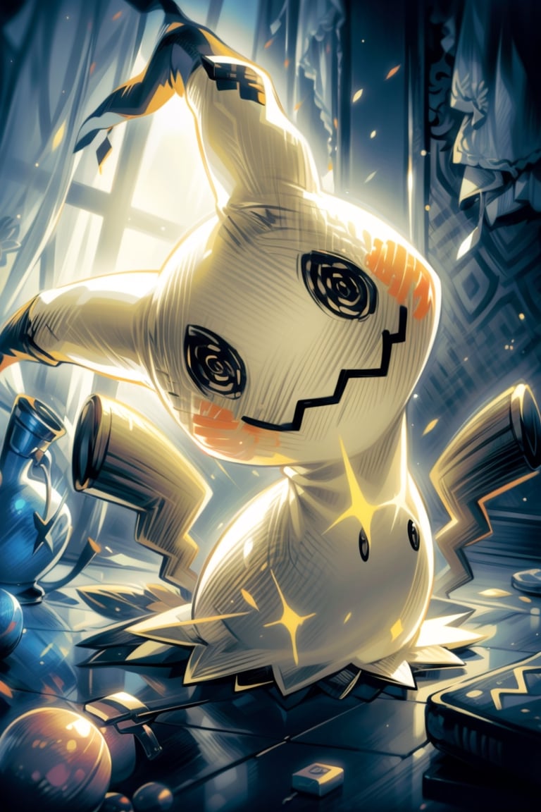 (masterpiece, best quality, extremely detailed, intricately detailed, photo-realistic), chiaroscuro lighting, ray tracing, polished, intricately detailed, high resolution, volumetric lightning, Mimikyu_Pokemon, no humans,Mimikyu_Pokemon