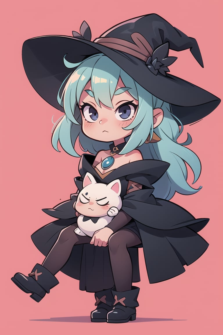 A black witch girl chibi, face