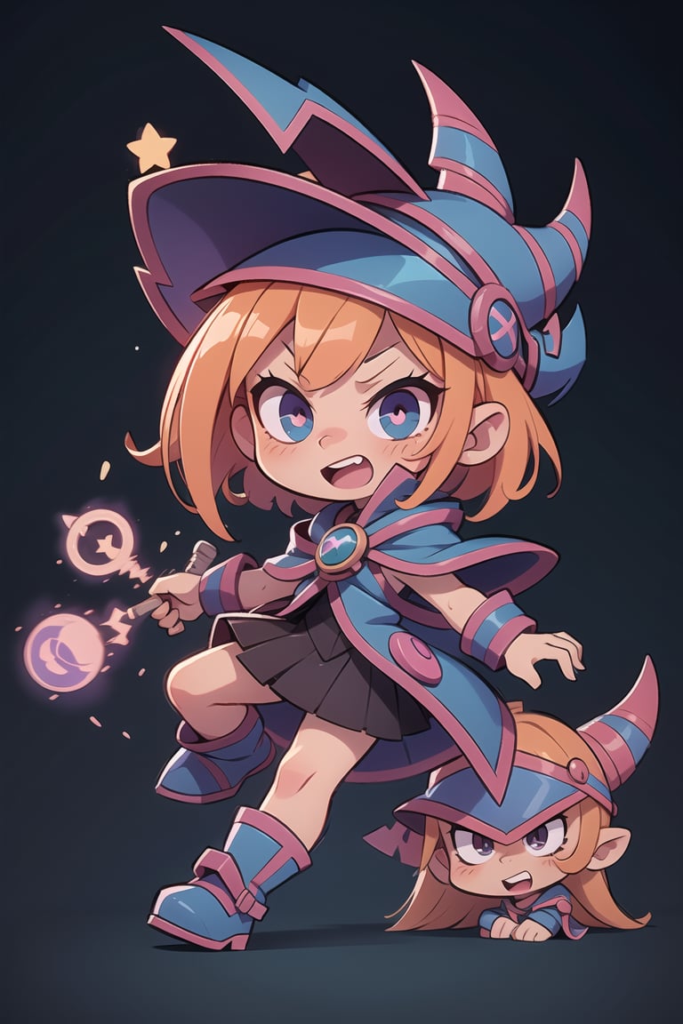 A dark magician chibi, crazy face