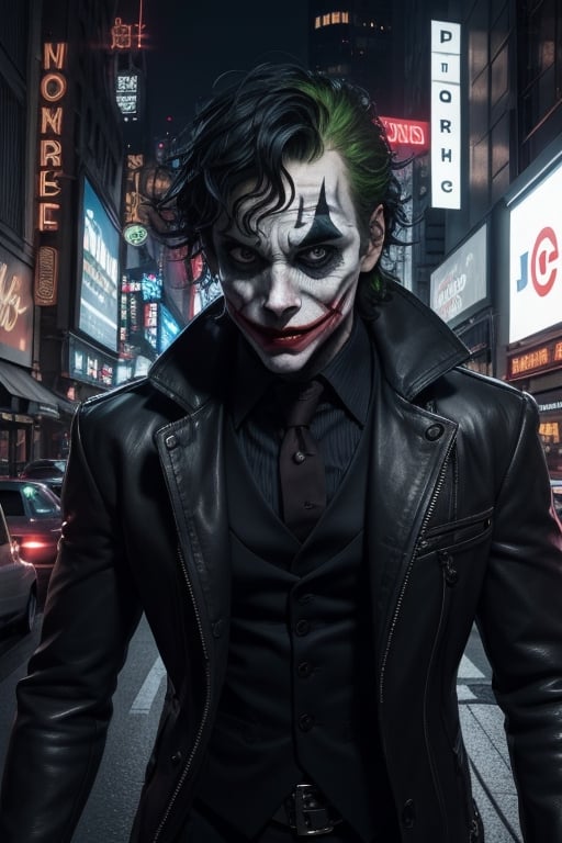  joker cinematic moviemaker style joker,tatto,dark gothic,cyberpunk,seek