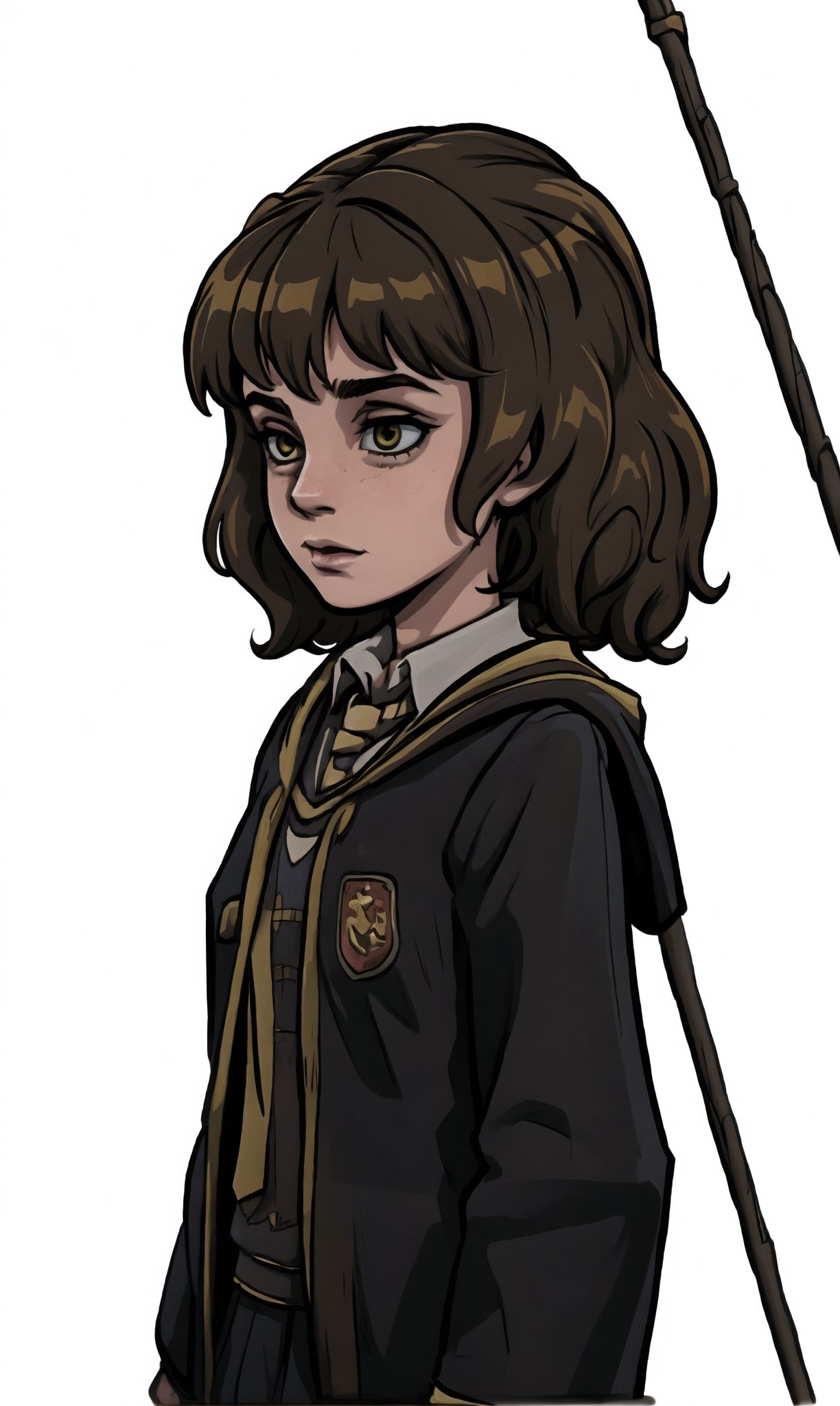 hermione granger, brunette, witch trainer hermione ,Hermione Granger, emma watson, hermione granger from harry potter movie,hogrobe, front view,ARTSTYLE_AromaSensei_ownwaifu