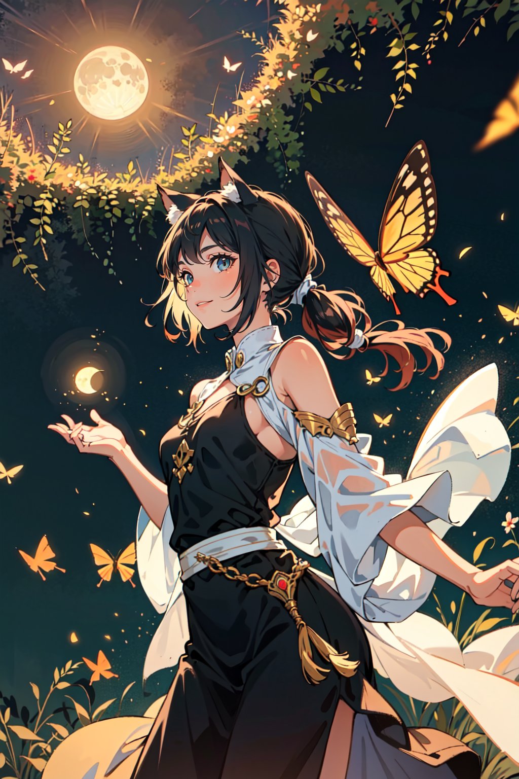 In a realm enveloped by eternal twilight,  unfolds a captivatingly surreal scene,  brimming with hope and vitality. A grac...