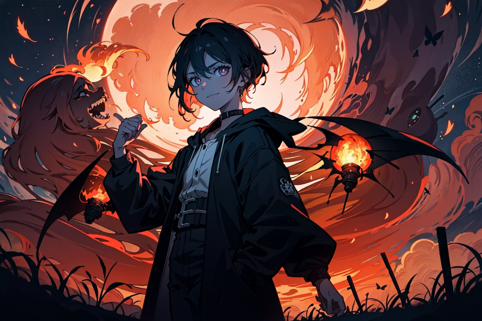 In a realm shrouded in eternal twilight,  unfolds a mesmerizingly surreal scene filled with hope and vitality. An evil Dar...