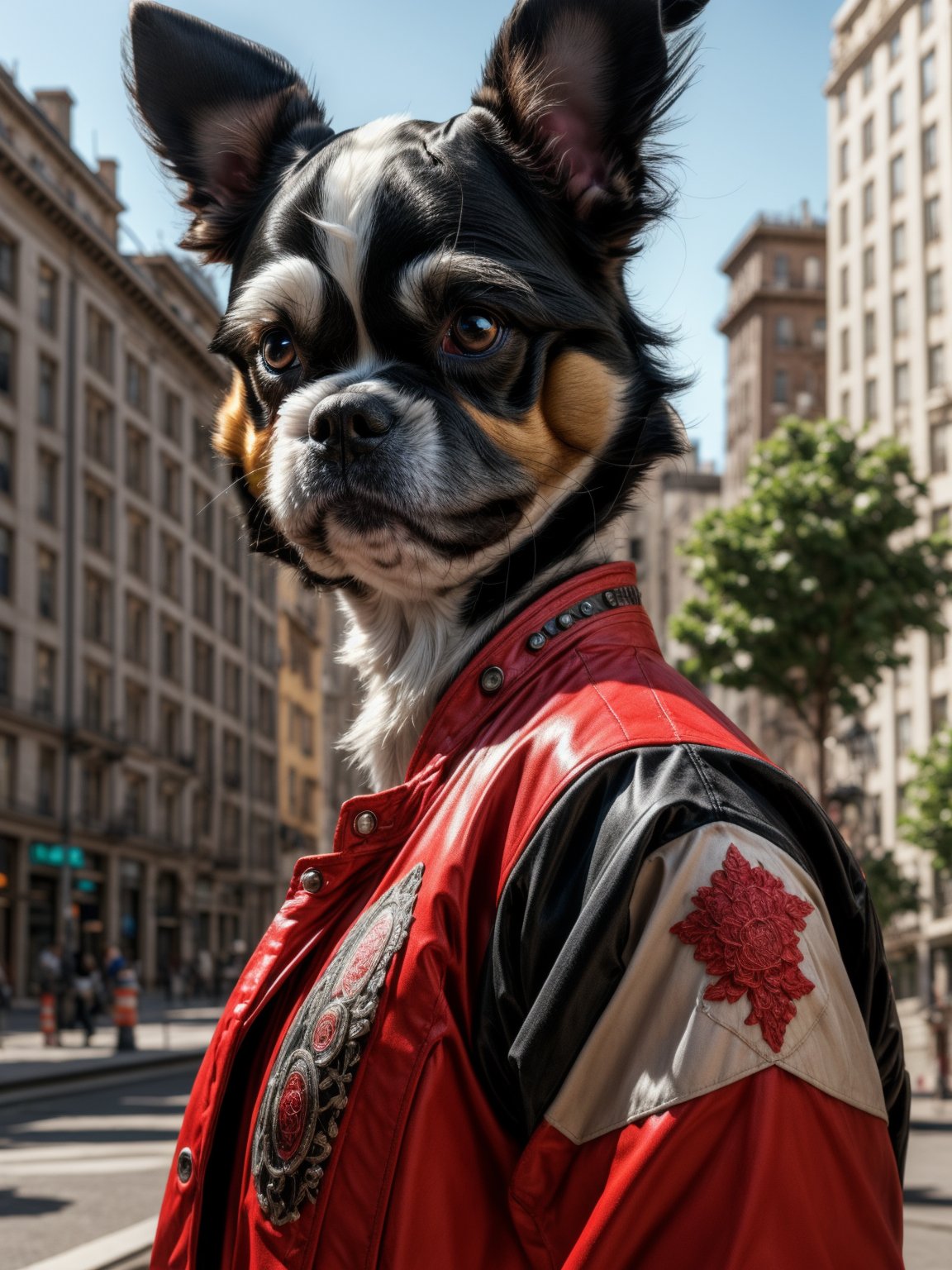 (8k, 3D, UHD, highly detailed, masterpiece) A rococopunk male shih tzu dog • Intricately detailed, intricate complexity, 8k resolution, octane render, hdr+, photoreal, hyperreal, masterpiece, perfect anatomy, male body, detailed eyes, hyper detailed face

add a rococopunk square with foutain in the background
,mecha musume